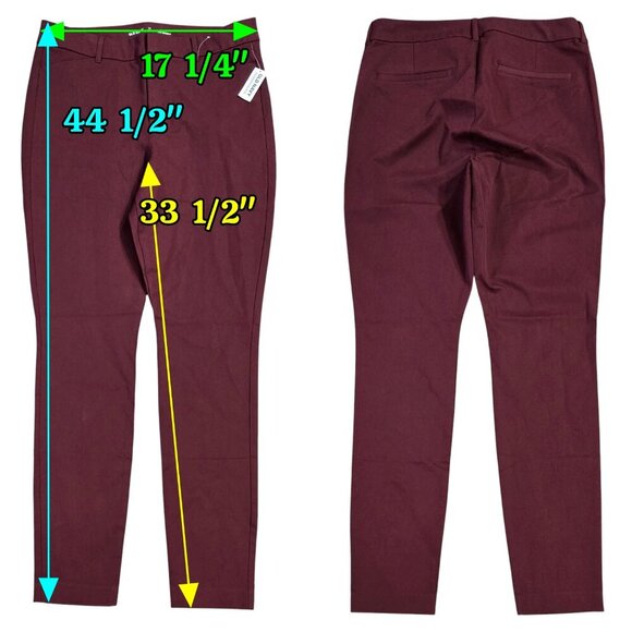 Old Navy NWT High Rise Pixie Skinny Burgundy Pant Capsule 629563 TALL LONG - Picture 2 of 8